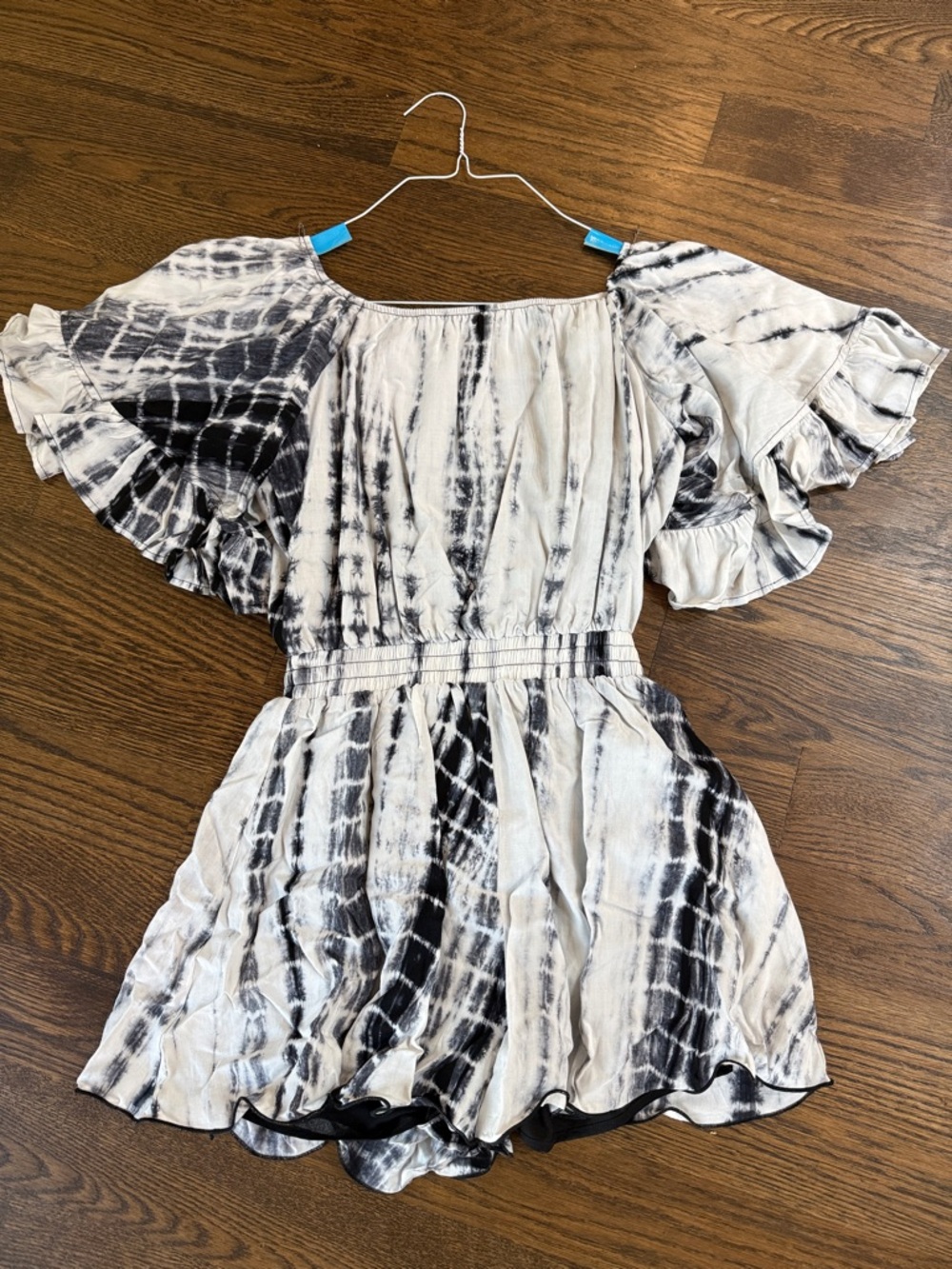 Tie-Dye Short Romper in Black and White